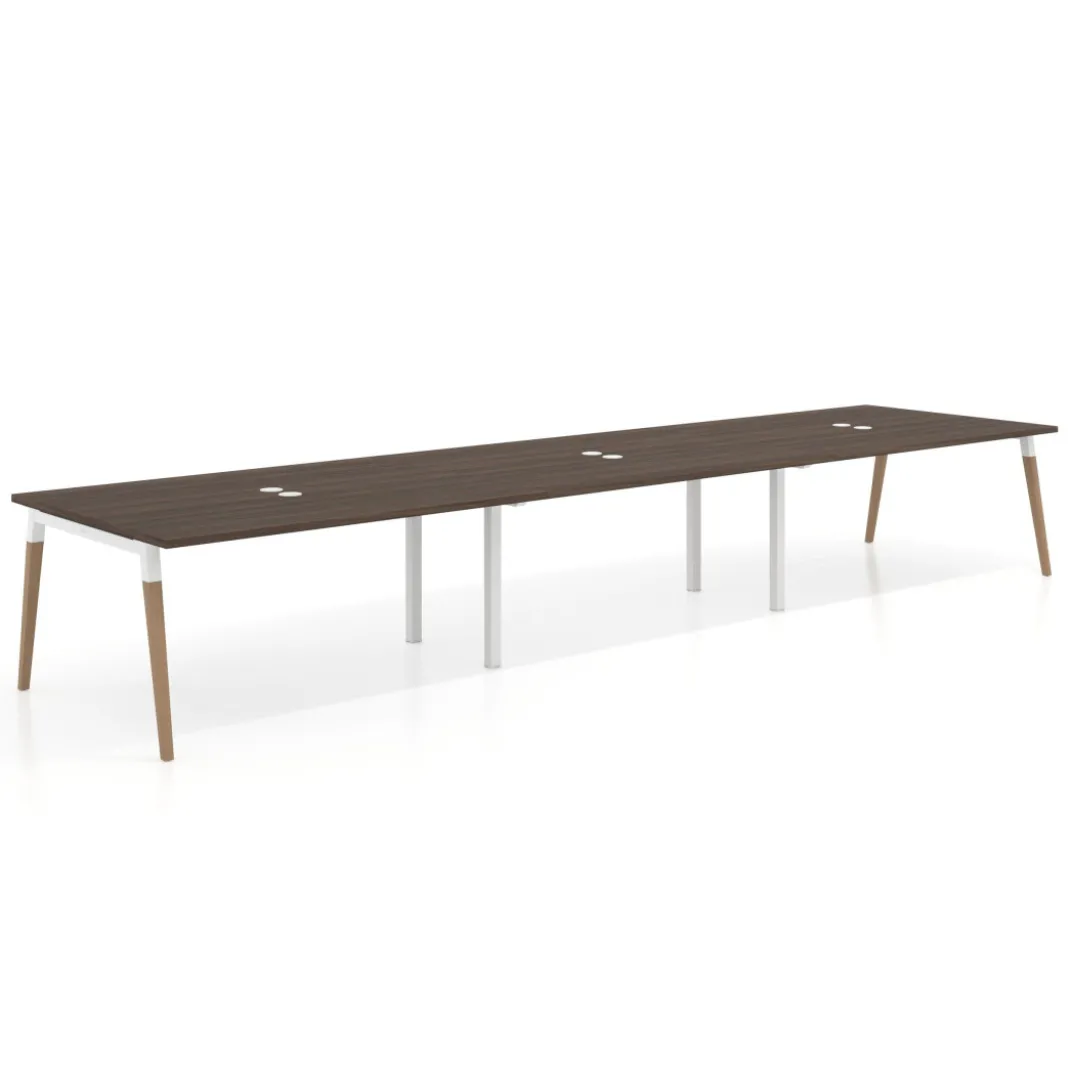 Mesa para reuniones Arki triple con fondo 126 cm, coworking, sobre recto
