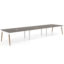 Mesa para reuniones Arki triple con fondo 126 cm, coworking, sobre recto