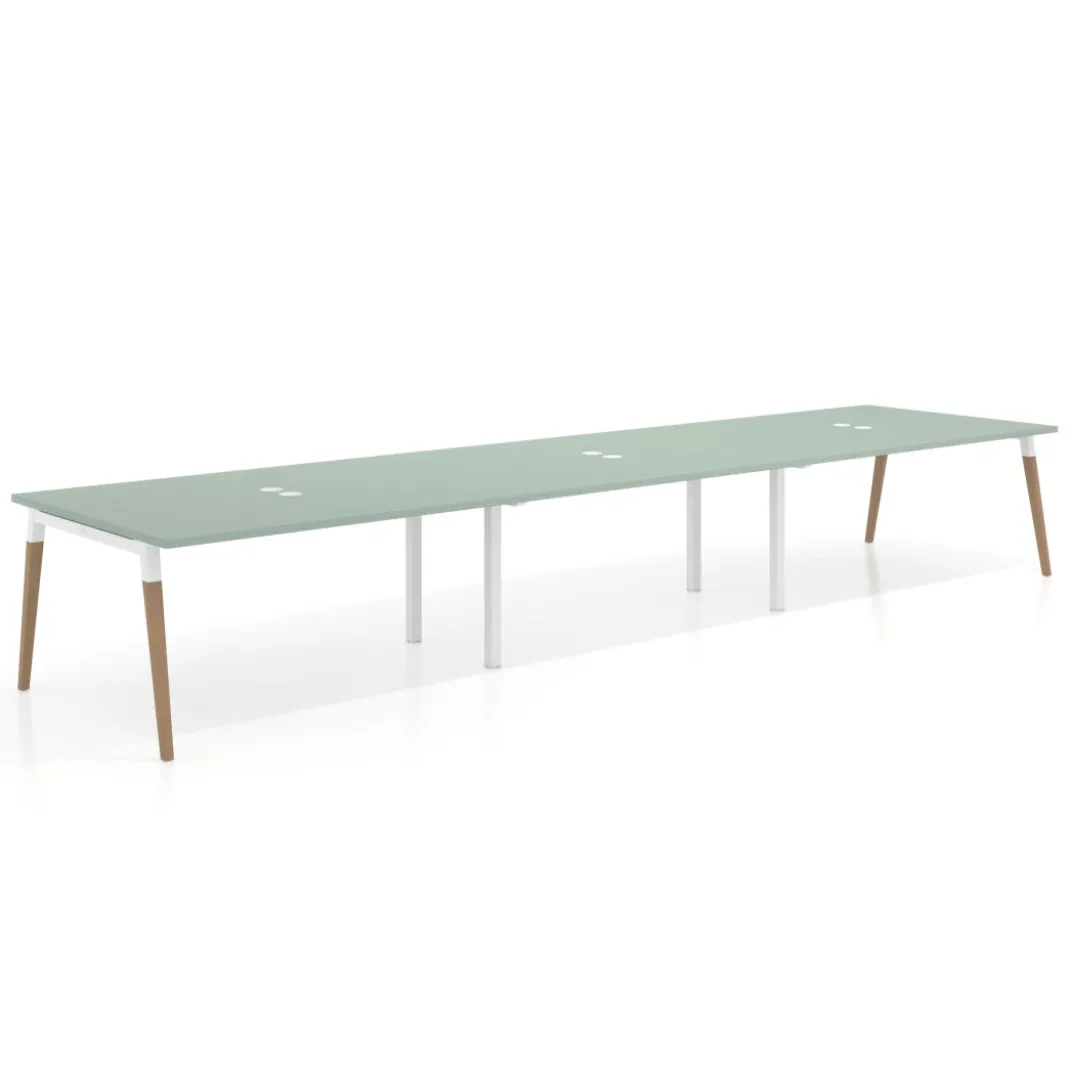 Mesa para reuniones Arki triple con fondo 126 cm, coworking, sobre recto