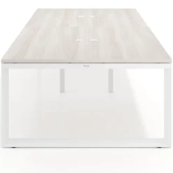 Mesa para reuniones rectangular doble, fondo 142 cm, estructura blanca
