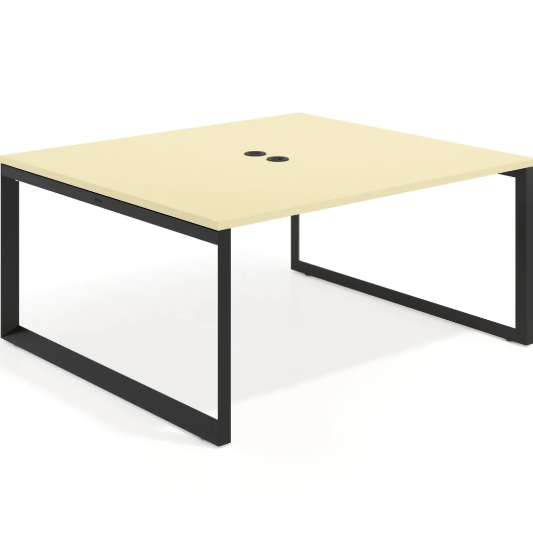 Mesa para reuniones rectangular fondo 142 cm, estructura negra