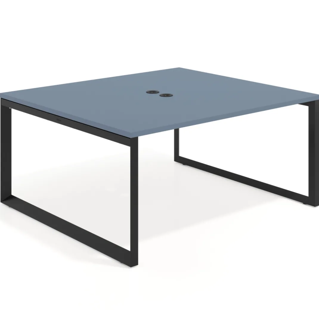 Mesa para reuniones rectangular fondo 142 cm, estructura negra