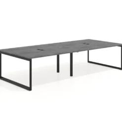 Mesa para reuniones rectangular doble, fondo 142 cm, estructura negra
