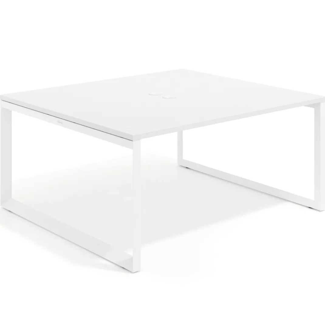 Mesa para reuniones rectangular fondo 142 cm, estructura blanca