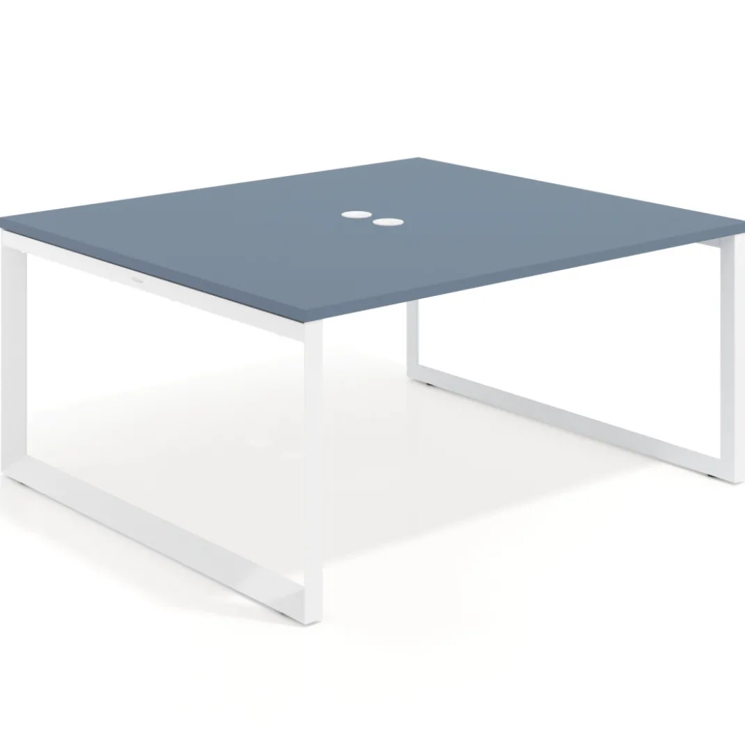 Mesa para reuniones rectangular fondo 142 cm, estructura blanca