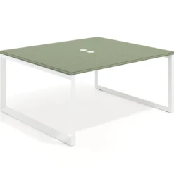 Mesa para reuniones rectangular fondo 142 cm, estructura blanca