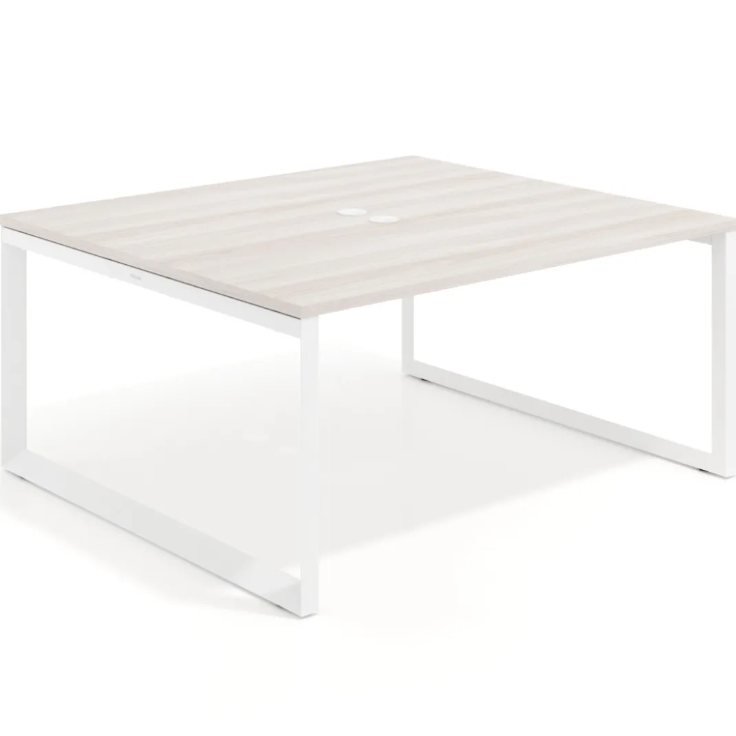 Mesa para reuniones rectangular fondo 142 cm, estructura blanca