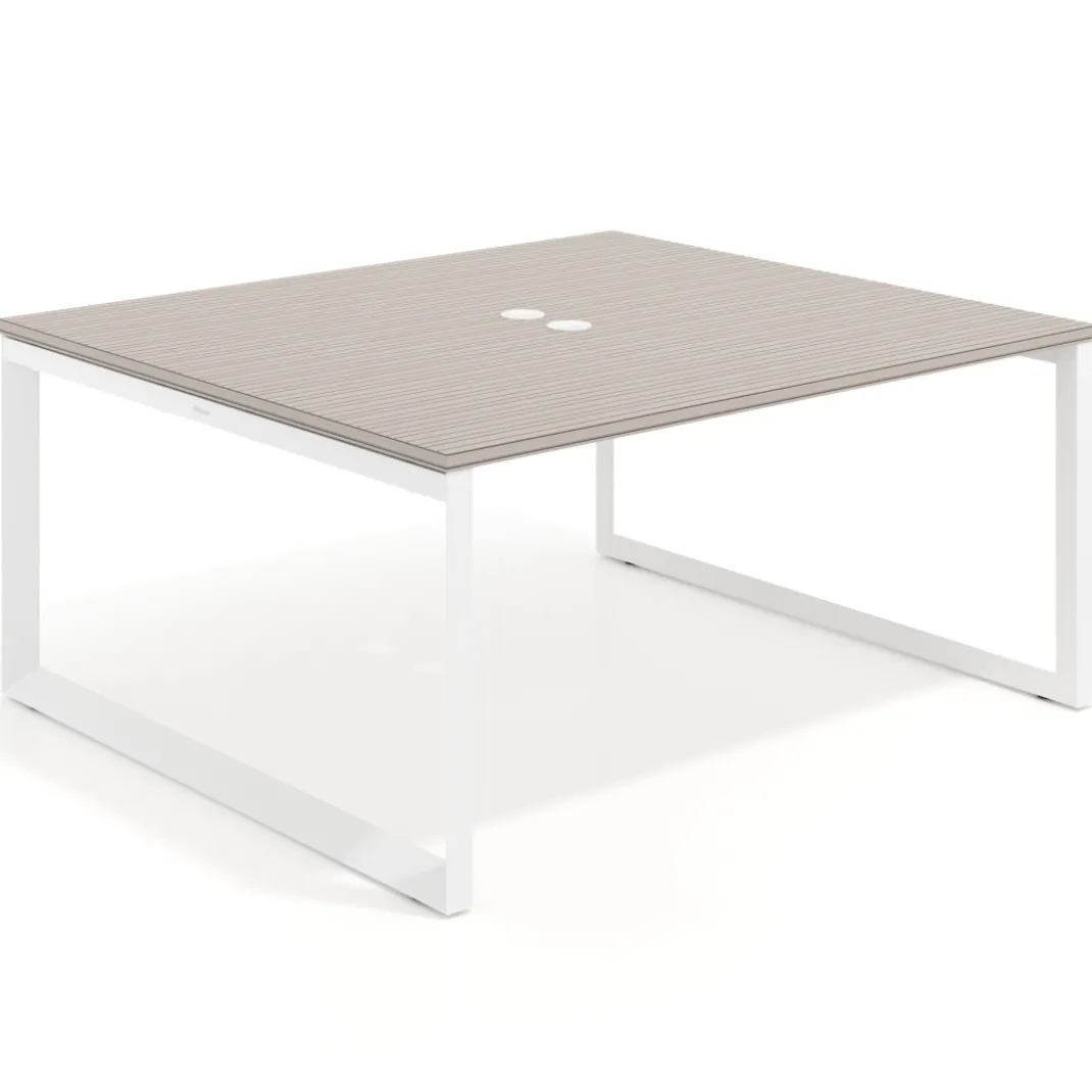 Mesa para reuniones rectangular fondo 142 cm, estructura blanca