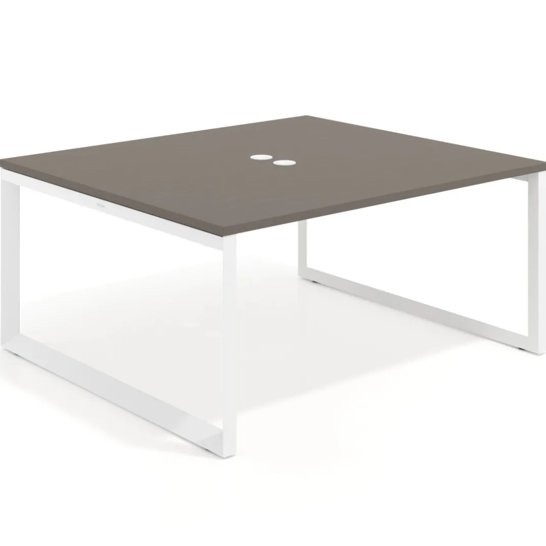 Mesa para reuniones rectangular fondo 142 cm, estructura blanca
