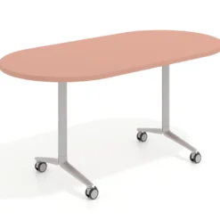 Mesa plegable pivot ovalada estructura aluminio, canto 30cm