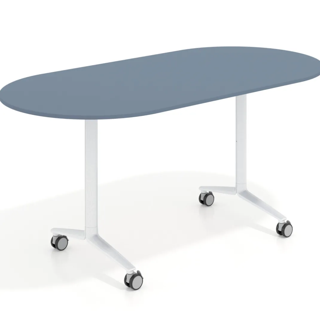 Mesa plegable pivot ovalada estructura blanco, canto 16cm