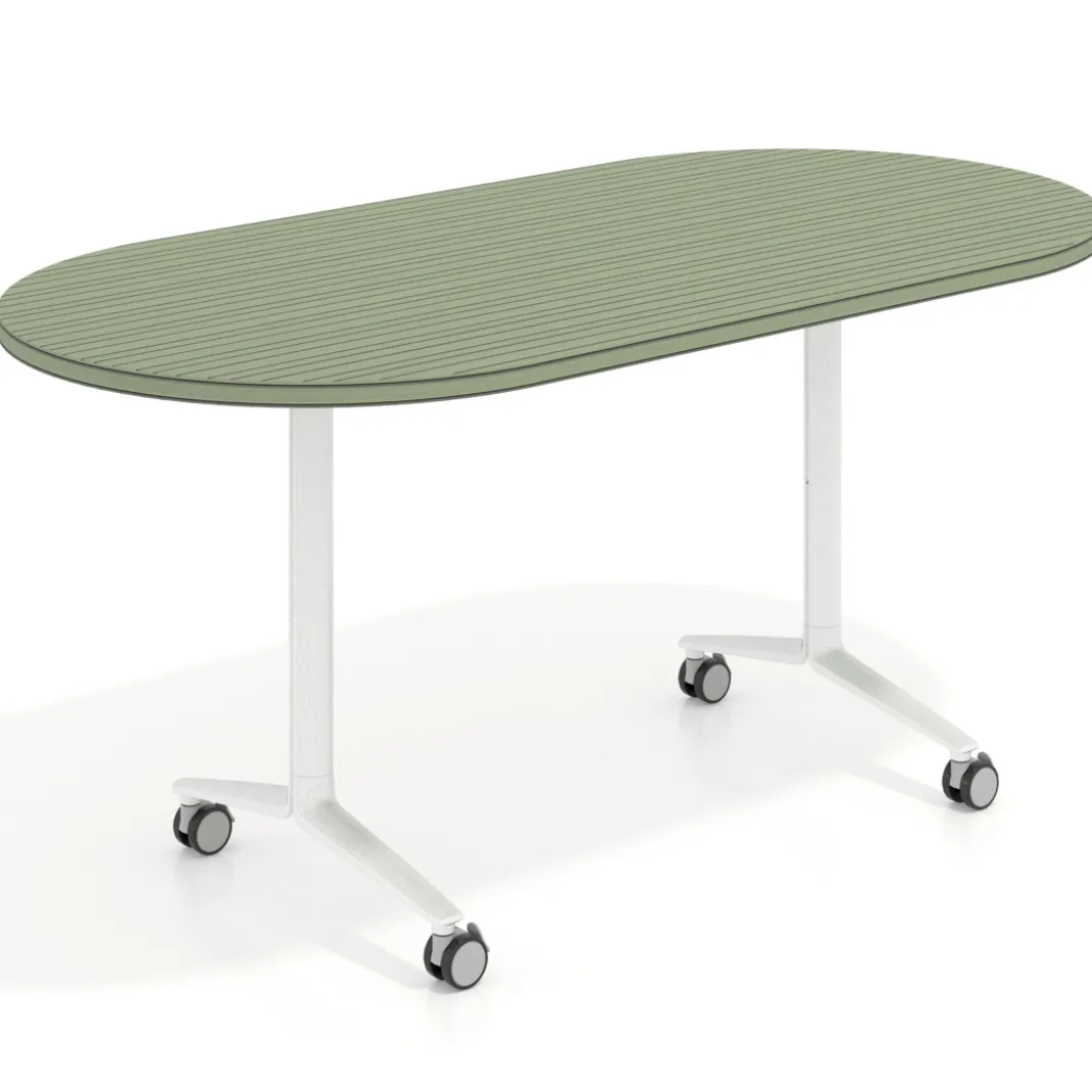 Mesa plegable pivot ovalada estructura blanco, canto 30cm