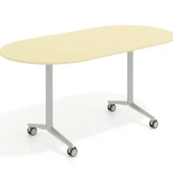 Mesa plegable pivot ovalada estructura aluminio, canto 16cm
