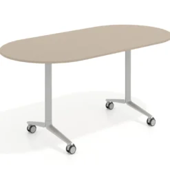 Mesa plegable pivot ovalada estructura aluminio, canto 16cm