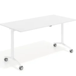 Mesa plegable pivot rectangular, estructura blanca, canto 16cm