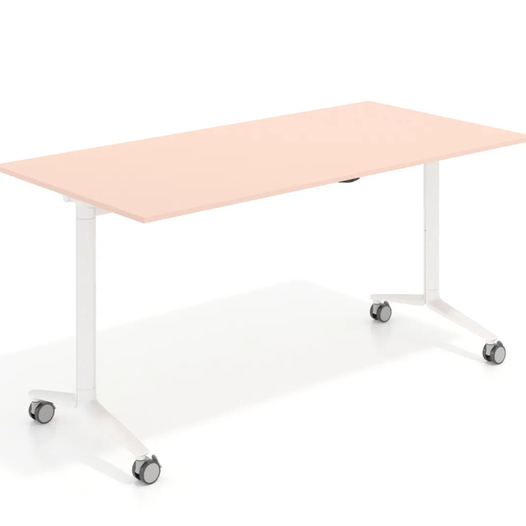 Mesa plegable pivot rectangular, estructura blanca, canto 16cm