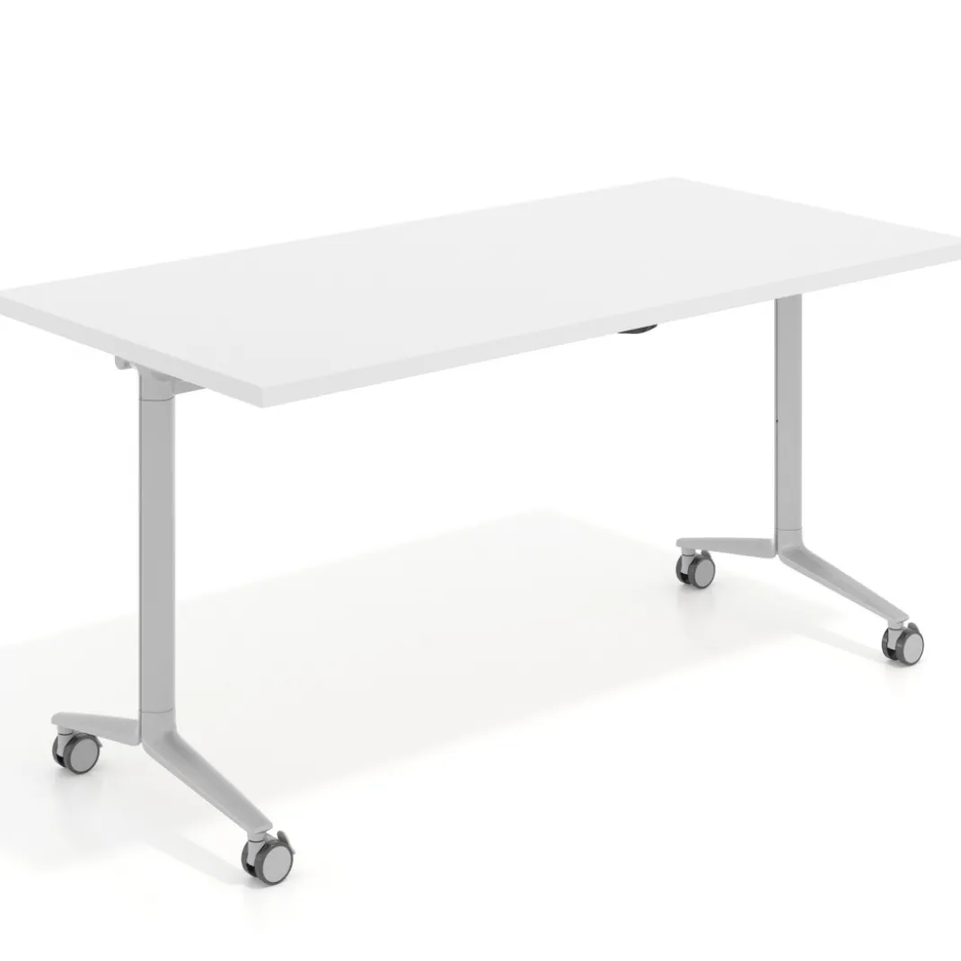 Mesa plegable pivot rectangular, estructura aluminio, canto 30cm