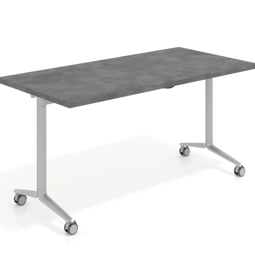 Mesa plegable pivot rectangular, estructura aluminio, canto 30cm