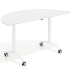 Mesa plegable pivot semicírculo estructura blanco, canto 16cm