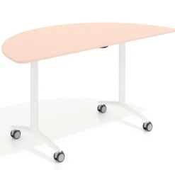 Mesa plegable pivot semicírculo estructura blanco, canto 16cm
