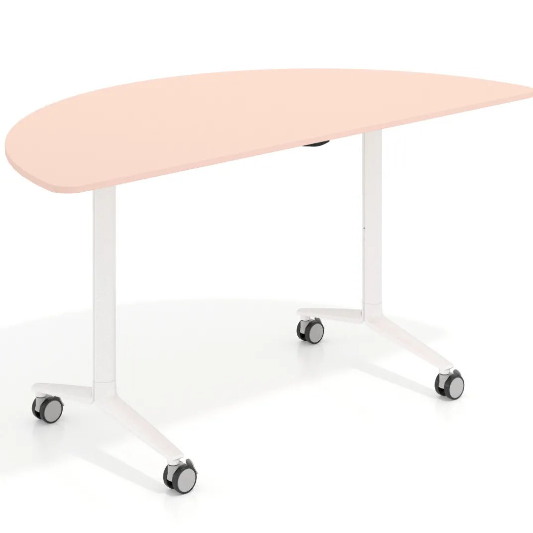 Mesa plegable pivot semicírculo estructura blanco, canto 16cm