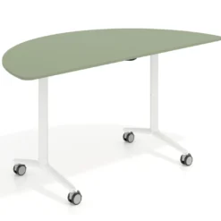 Mesa plegable pivot semicírculo estructura blanco, canto 16cm