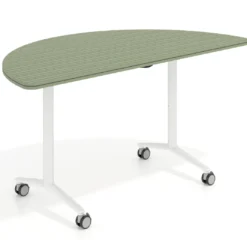 Mesa plegable pivot semicírculo estructura blanco, canto 30cm