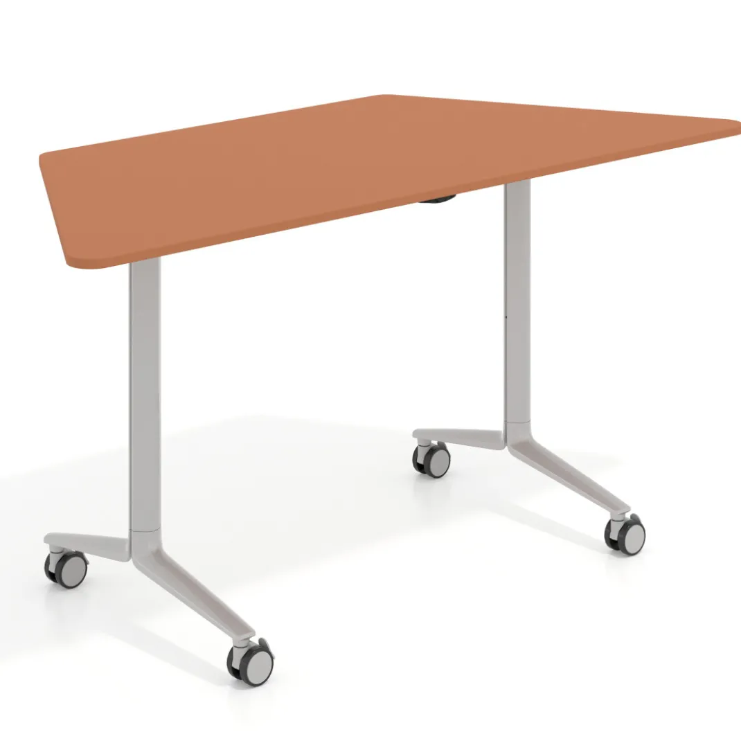 Mesa plegable pivot trapezoidal, estructura aluminio, canto 16cm