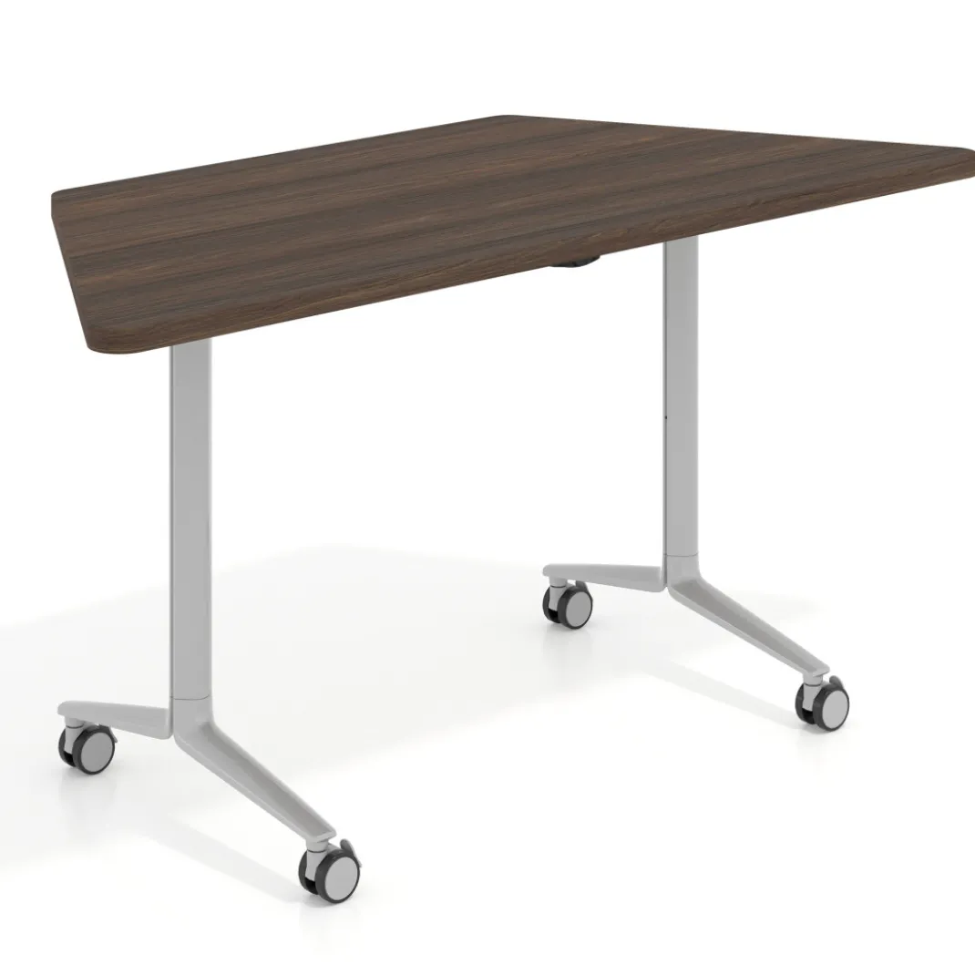 Mesa plegable pivot trapezoidal, estructura aluminio, canto 30cm