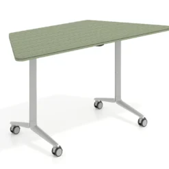 Mesa plegable pivot trapezoidal, estructura aluminio, canto 30cm