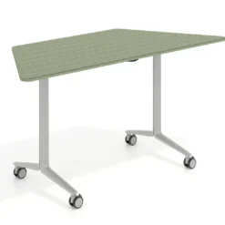 Mesa plegable pivot trapezoidal, estructura aluminio, canto 16cm