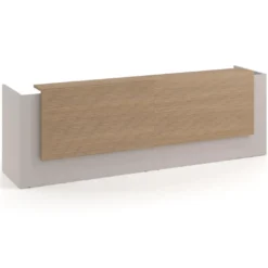 Mostrador doble con doble encimera larga, estructura gris coco
