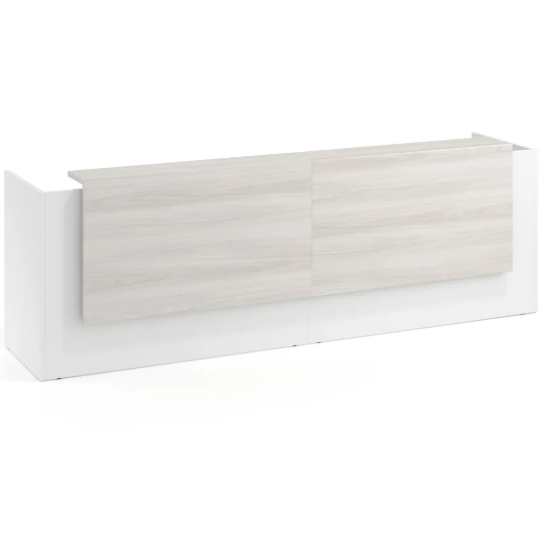 Mostrador doble con doble encimera larga, estructura blanco mate