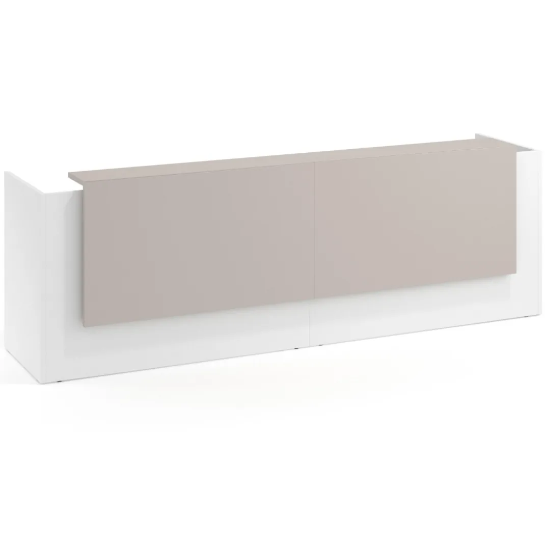 Mostrador doble con doble encimera larga, estructura blanco mate