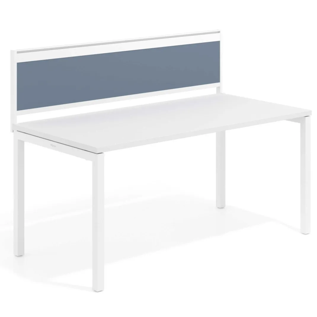 Separador de aluminio Wall para mesa individual en melamina, estructura blanca