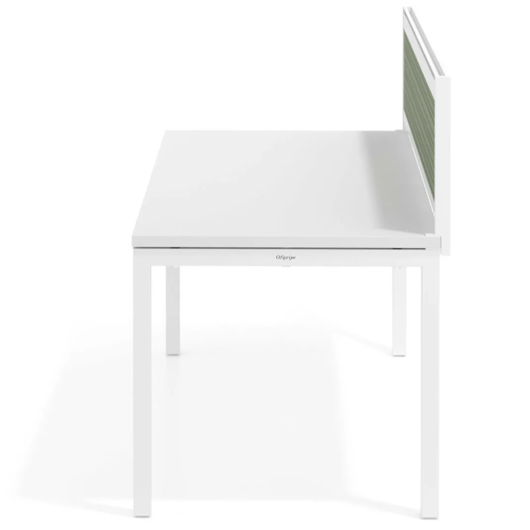 Separador de aluminio Wall para mesa individual en melamina, estructura blanca