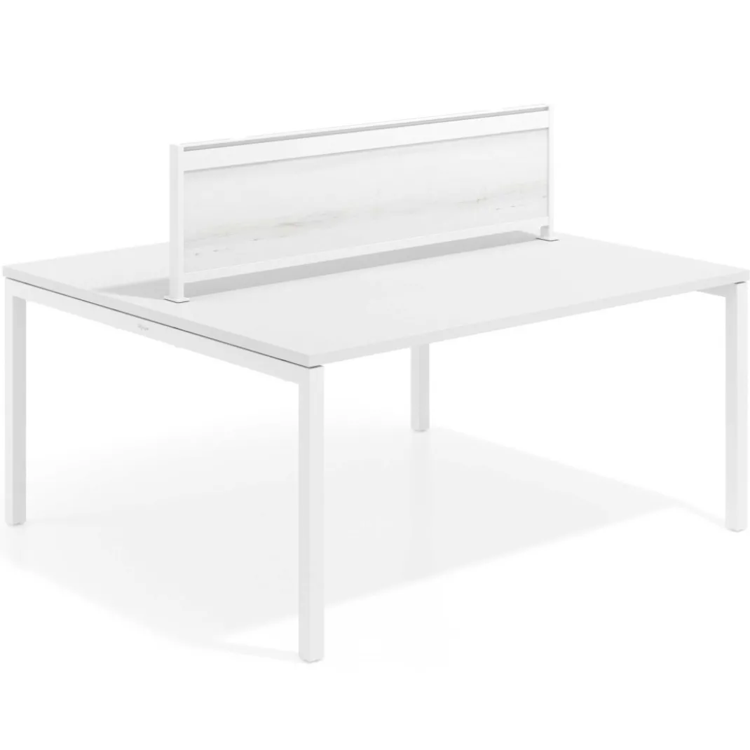 Separador de aluminio Wall para mesa doble coworking en melamina