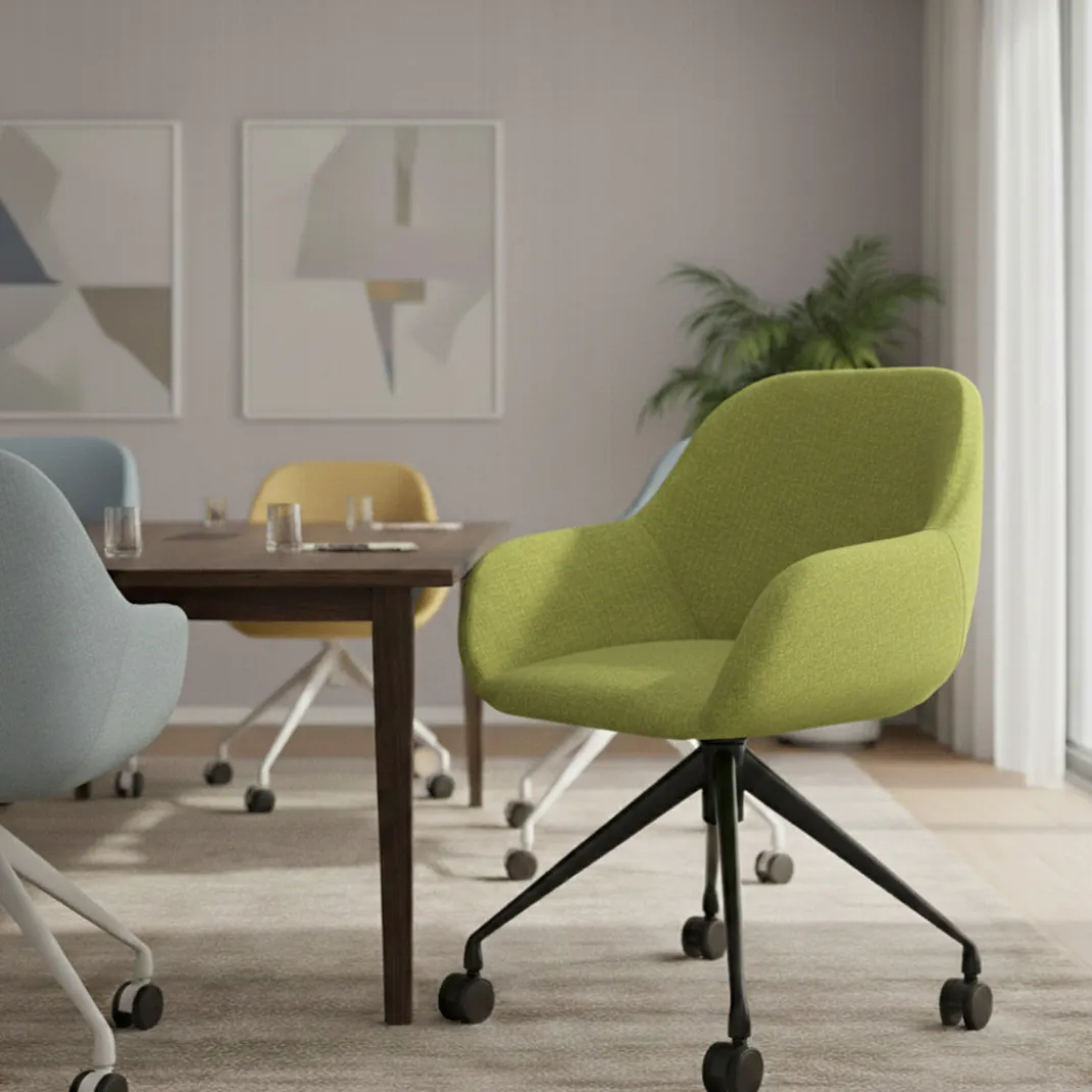Silla confidente con ruedas moon base de aluminio