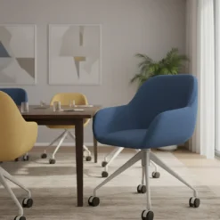 Silla confidente con ruedas moon base de aluminio