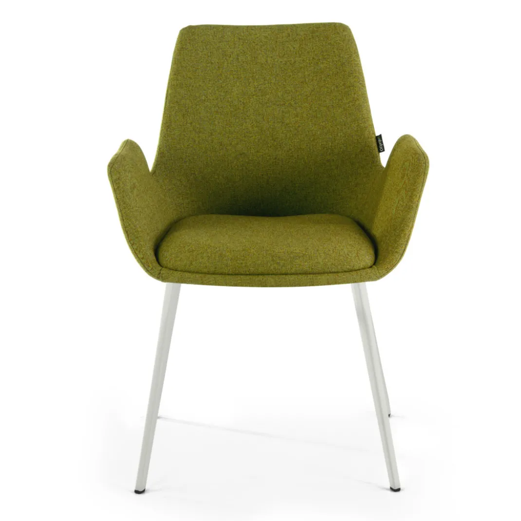 Silla Confidente Elodie, 4 Patas, brazos tapizados, Estructura metálica