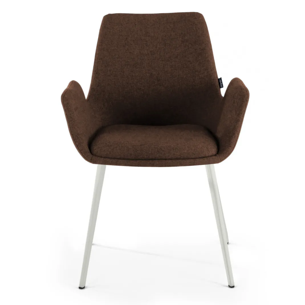 Silla Confidente Elodie, 4 Patas, brazos tapizados, Estructura metálica