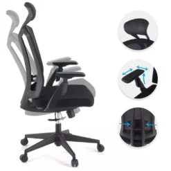 Silla de oficina Baron, reposacabezas, brazos 3D, red