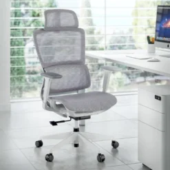 Silla de oficina Gravity White, reposacabezas, brazos 3D, red