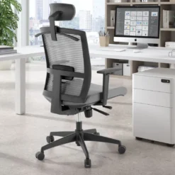 Silla de oficina Kendo, brazos ajustables, reposacabezas, red