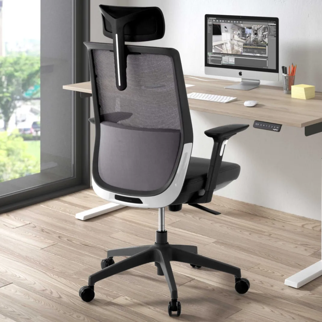 Silla de oficina Wind, respaldo ergonómico, brazos 3D, reposacabezas
