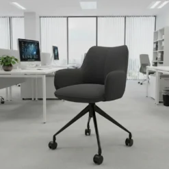 Silla de reuniones con ruedas Gala, estructura giratoria