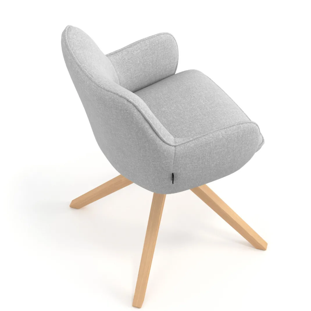 Silla de reuniones Gala, estructura giratoria, base de madera