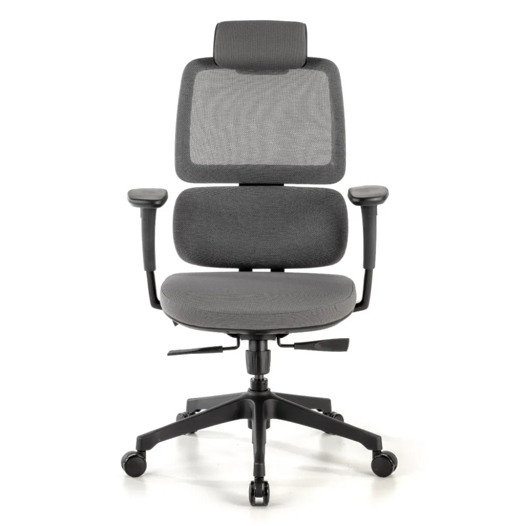 Silla ergonomica Focus, reposacabezas, doble cojin lumbar