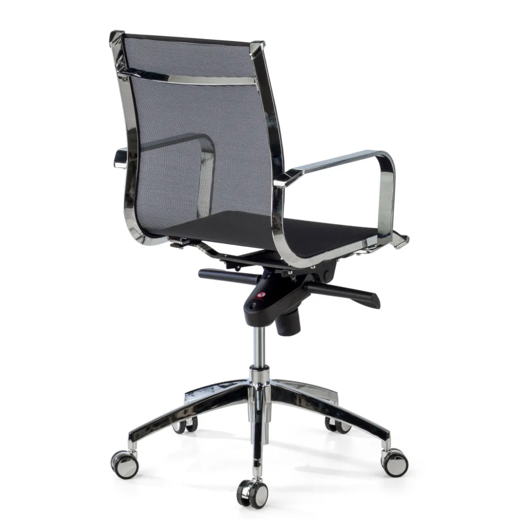 Silla oficina de diseño Croma, respaldo bajo, red transpirable