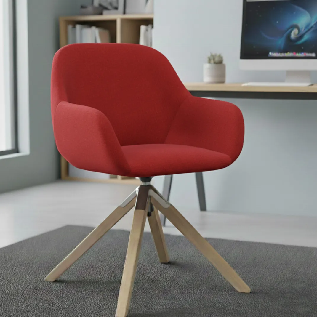 Silla reuniones moon base de madera maciza mecanismo giratorio